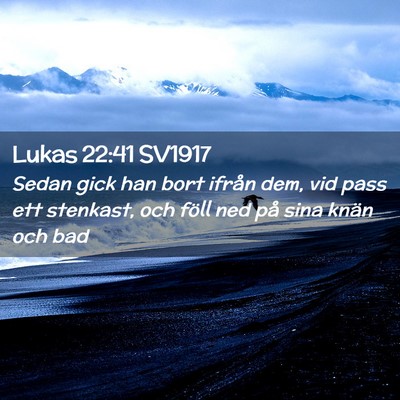 Picture 02 - Lukas 22:41 SV1917 - Sedan gick han bort ifrån dem, vid pass ett - Bible Verse Picture