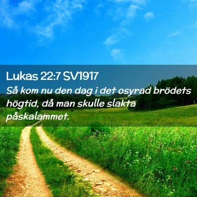 Picture 02 - Lukas 22:7 SV1917 - Så kom nu den dag i det osyrad brödets högtid, - Bible Verse Picture
