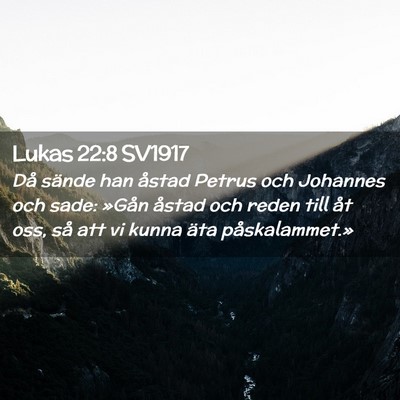 Picture 02 - Lukas 22:8 SV1917 - Då sände han åstad Petrus och Johannes och - Bible Verse Picture