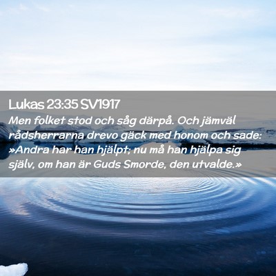 Picture 02 - Lukas 23:35 SV1917 - Men folket stod och såg därpå. Och jämväl - Bible Verse Picture