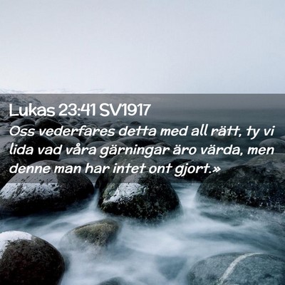 Picture 02 - Lukas 23:41 SV1917 - Oss vederfares detta med all rätt, ty vi lida - Bible Verse Picture