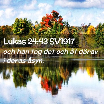 Picture 02 - Lukas 24:43 SV1917 - och han tog det och åt därav i deras - Bible Verse Picture
