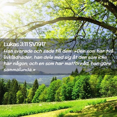 Picture 02 - Lukas 3:11 SV1917 - Han svarade och sade till dem: »Den som har två - Bible Verse Picture
