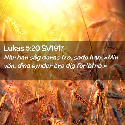 Picture 02 - Lukas 5:20 SV1917 - När han såg deras tro, sade han: »Min vän, - Bible Verse Picture