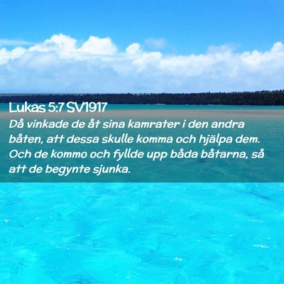 Picture 02 - Lukas 5:7 SV1917 - Då vinkade de åt sina kamrater i den andra - Bible Verse Picture