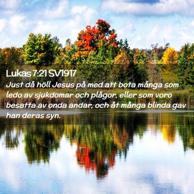 Picture 02 - Lukas 7:21 SV1917 - Just då höll Jesus på med att bota många som - Bible Verse Picture