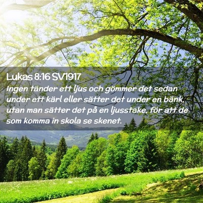 Picture 02 - Lukas 8:16 SV1917 - Ingen tänder ett ljus och gömmer det sedan - Bible Verse Picture