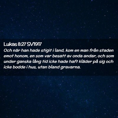 Picture 02 - Lukas 8:27 SV1917 - Och när han hade stigit i land, kom en man från - Bible Verse Picture