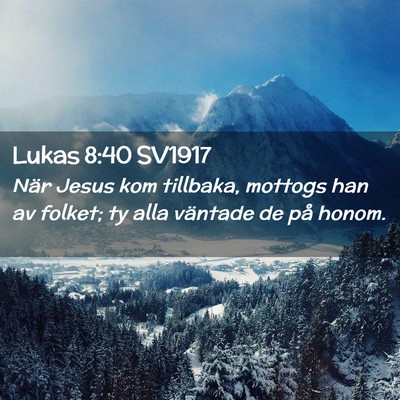 Picture 02 - Lukas 8:40 SV1917 - När Jesus kom tillbaka, mottogs han av folket; - Bible Verse Picture