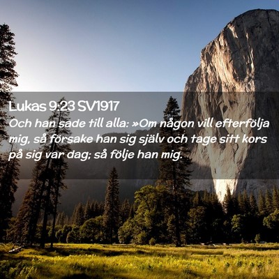 Picture 02 - Lukas 9:23 SV1917 - Och han sade till alla: »Om någon vill - Bible Verse Picture