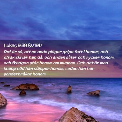 Picture 02 - Lukas 9:39 SV1917 - Det är så, att en ande plägar gripa fatt i - Bible Verse Picture