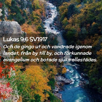 Picture 02 - Lukas 9:6 SV1917 - Och de gingo ut och vandrade igenom landet, från - Bible Verse Picture