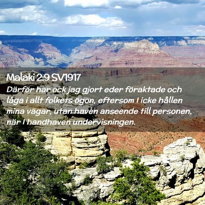 Picture 02 - Malaki 2:9 SV1917 - Därför har ock jag gjort eder föraktade och - Bible Verse Picture