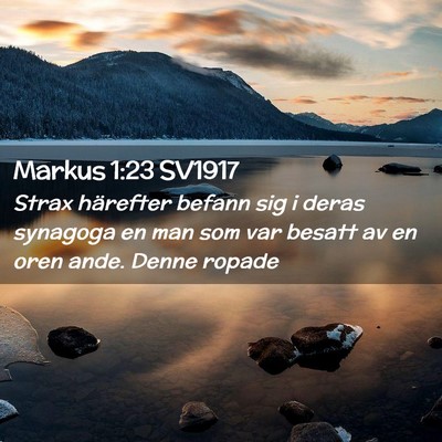 Picture 02 - Markus 1:23 SV1917 - Strax härefter befann sig i deras synagoga en - Bible Verse Picture