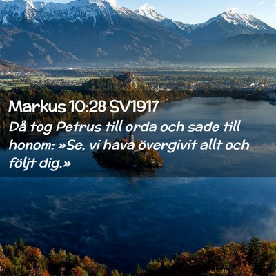 Picture 02 - Markus 10:28 SV1917 - Då tog Petrus till orda och sade till honom: - Bible Verse Picture