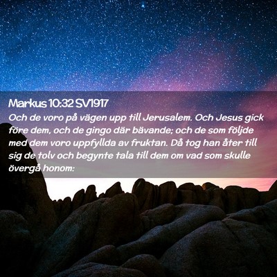 Picture 02 - Markus 10:32 SV1917 - Och de voro på vägen upp till Jerusalem. Och - Bible Verse Picture