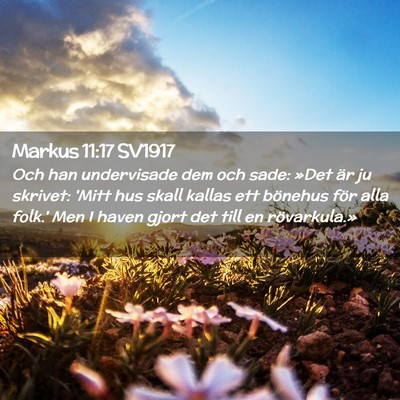 Picture 02 - Markus 11:17 SV1917 - Och han undervisade dem och sade: »Det är ju - Bible Verse Picture