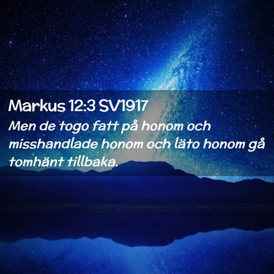 Picture 02 - Markus 12:3 SV1917 - Men de togo fatt på honom och misshandlade honom - Bible Verse Picture