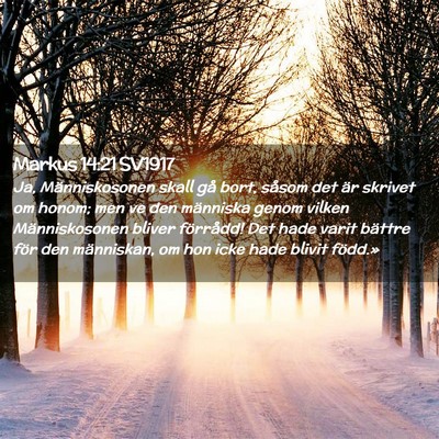 Picture 02 - Markus 14:21 SV1917 - Ja, Människosonen skall gå bort, såsom det är - Bible Verse Picture