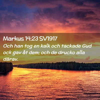 Picture 02 - Markus 14:23 SV1917 - Och han tog en kalk och tackade Gud ock gav åt - Bible Verse Picture
