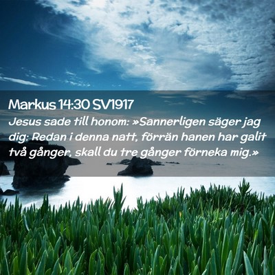 Picture 02 - Markus 14:30 SV1917 - Jesus sade till honom: »Sannerligen säger jag - Bible Verse Picture