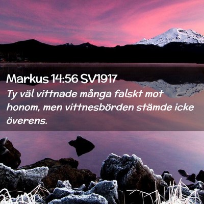 Picture 02 - Markus 14:56 SV1917 - Ty väl vittnade många falskt mot honom, men - Bible Verse Picture
