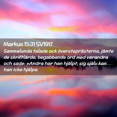 Picture 02 - Markus 15:31 SV1917 - Sammalunda talade ock översteprästerna, jämte - Bible Verse Picture