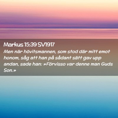 Picture 02 - Markus 15:39 SV1917 - Men när hövitsmannen, som stod där mitt emot - Bible Verse Picture