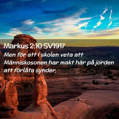 Picture 02 - Markus 2:10 SV1917 - Men för att I skolen veta att Människosonen har - Bible Verse Picture