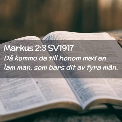 Picture 02 - Markus 2:3 SV1917 - Då kommo de till honom med en lam man, som bars - Bible Verse Picture