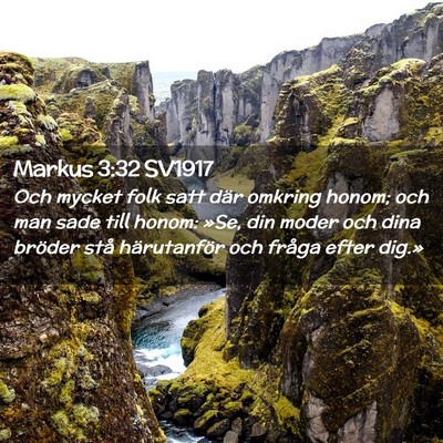 Picture 02 - Markus 3:32 SV1917 - Och mycket folk satt där omkring honom; och man - Bible Verse Picture