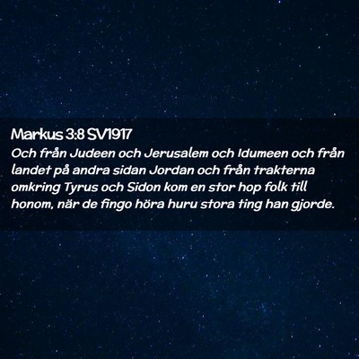 Picture 02 - Markus 3:8 SV1917 - Och från Judeen och Jerusalem och Idumeen och - Bible Verse Picture