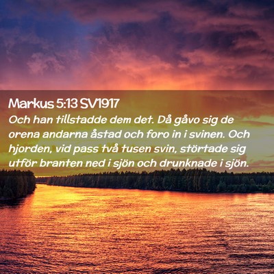 Picture 02 - Markus 5:13 SV1917 - Och han tillstadde dem det. Då gåvo sig de - Bible Verse Picture