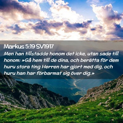 Picture 02 - Markus 5:19 SV1917 - Men han tillstadde honom det icke, utan sade till - Bible Verse Picture