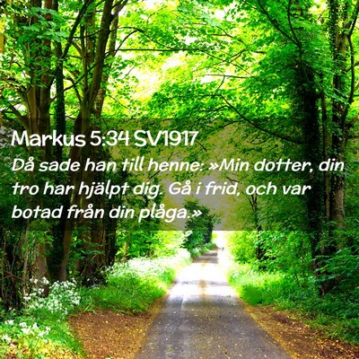 Picture 02 - Markus 5:34 SV1917 - Då sade han till henne: »Min dotter, din tro - Bible Verse Picture