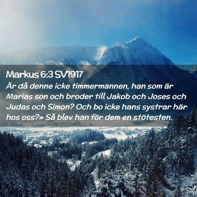 Picture 02 - Markus 6:3 SV1917 - Är då denne icke timmermannen, han som är - Bible Verse Picture