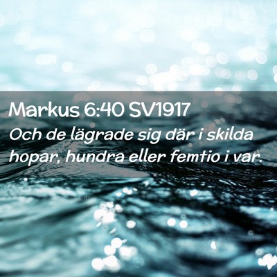 Picture 02 - Markus 6:40 SV1917 - Och de lägrade sig där i skilda hopar, hundra - Bible Verse Picture