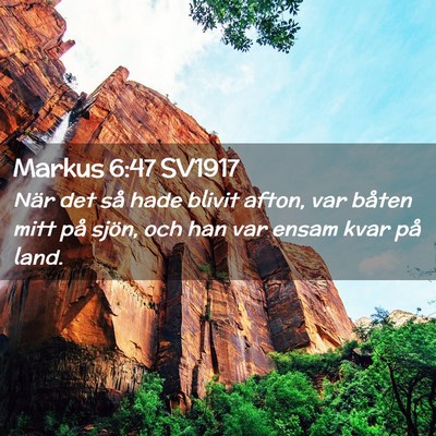 Picture 02 - Markus 6:47 SV1917 - När det så hade blivit afton, var båten mitt - Bible Verse Picture