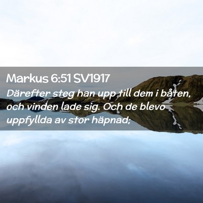 Picture 02 - Markus 6:51 SV1917 - Därefter steg han upp till dem i båten, och - Bible Verse Picture
