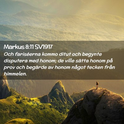 Picture 02 - Markus 8:11 SV1917 - Och fariséerna kommo ditut och begynte disputera - Bible Verse Picture