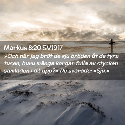 Picture 02 - Markus 8:20 SV1917 - »Och när jag bröt de sju bröden åt de fyra - Bible Verse Picture