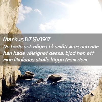 Picture 02 - Markus 8:7 SV1917 - De hade ock några få småfiskar; och när han - Bible Verse Picture