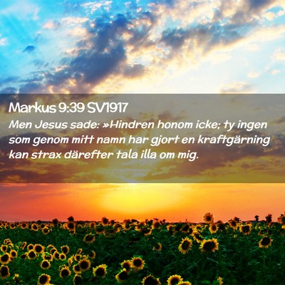 Picture 02 - Markus 9:39 SV1917 - Men Jesus sade: »Hindren honom icke; ty ingen - Bible Verse Picture