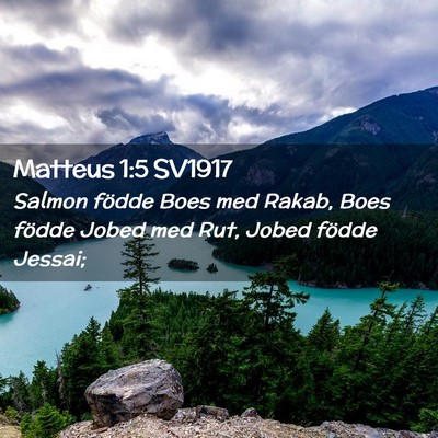 Picture 02 - Matteus 1:5 SV1917 - Salmon födde Boes med Rakab, Boes födde Jobed - Bible Verse Picture