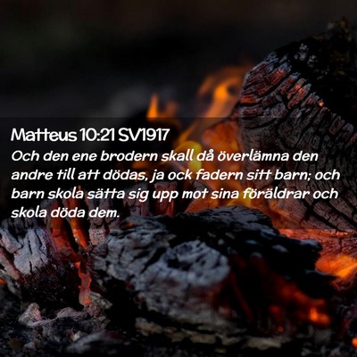 Picture 02 - Matteus 10:21 SV1917 - Och den ene brodern skall då överlämna den - Bible Verse Picture
