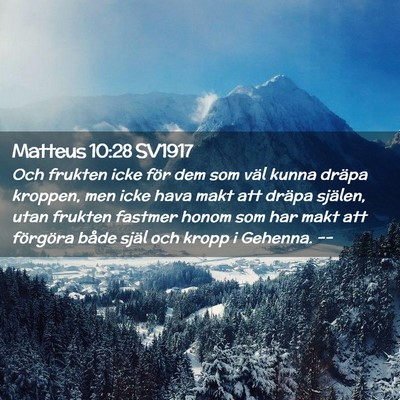 Picture 02 - Matteus 10:28 SV1917 - Och frukten icke för dem som väl kunna dräpa - Bible Verse Picture