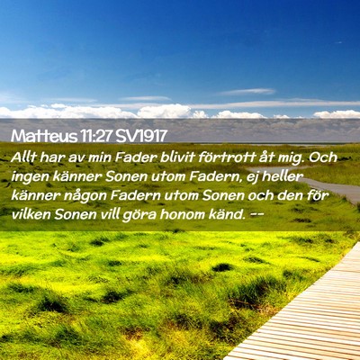 Picture 02 - Matteus 11:27 SV1917 - Allt har av min Fader blivit förtrott åt mig. - Bible Verse Picture