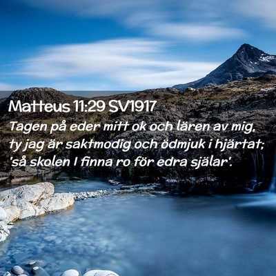 Picture 02 - Matteus 11:29 SV1917 - Tagen på eder mitt ok och lären av mig, ty jag - Bible Verse Picture