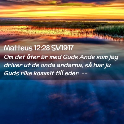 Picture 02 - Matteus 12:28 SV1917 - Om det åter är med Guds Ande som jag driver ut - Bible Verse Picture