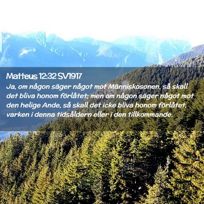 Picture 02 - Matteus 12:32 SV1917 - Ja, om någon säger något mot Människosonen, - Bible Verse Picture